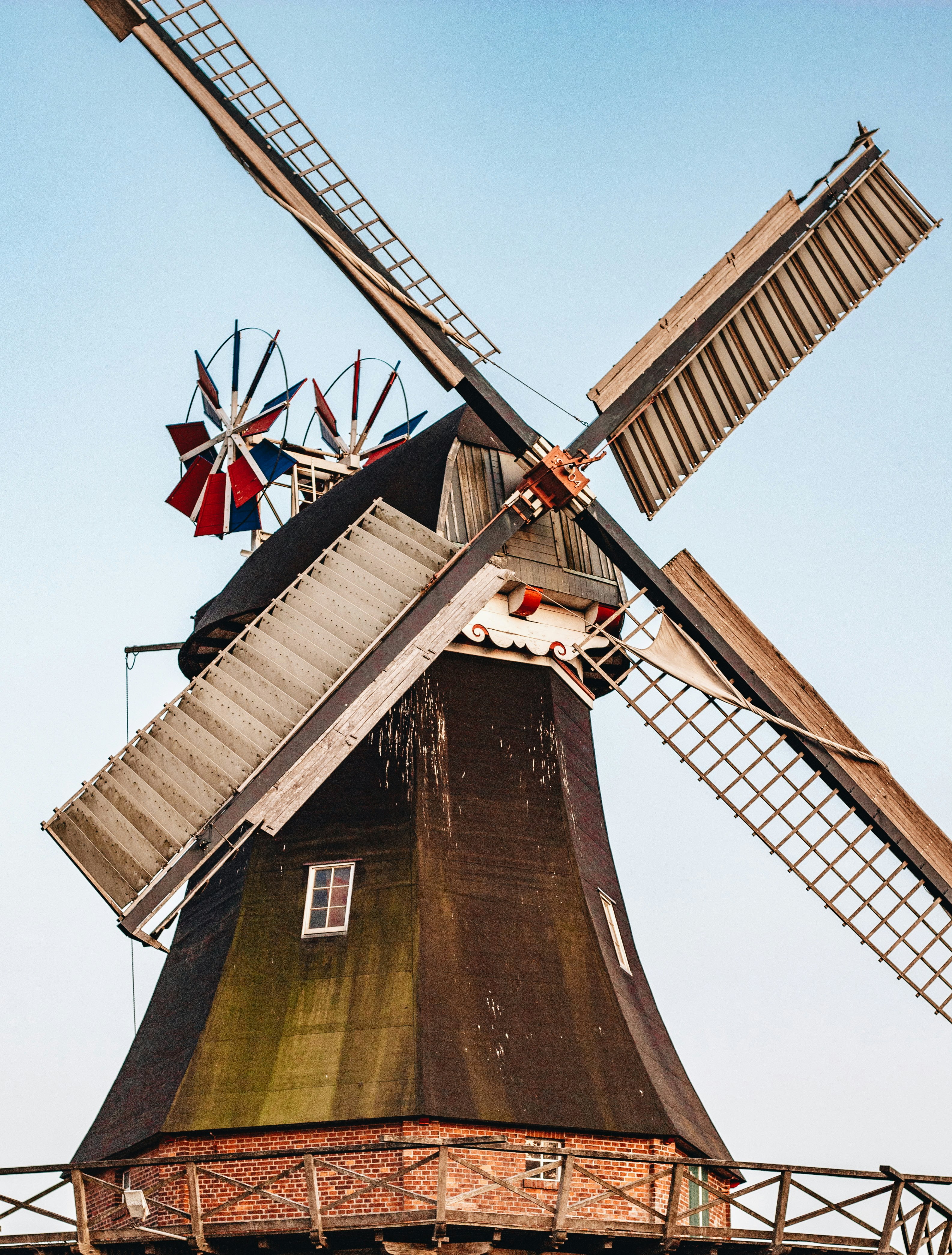 white and brown windmill